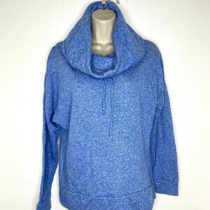 Be Inspired Cowl Neck Sweatshirt Womens PL Blue Pullover Cozy Athleisure Lounge